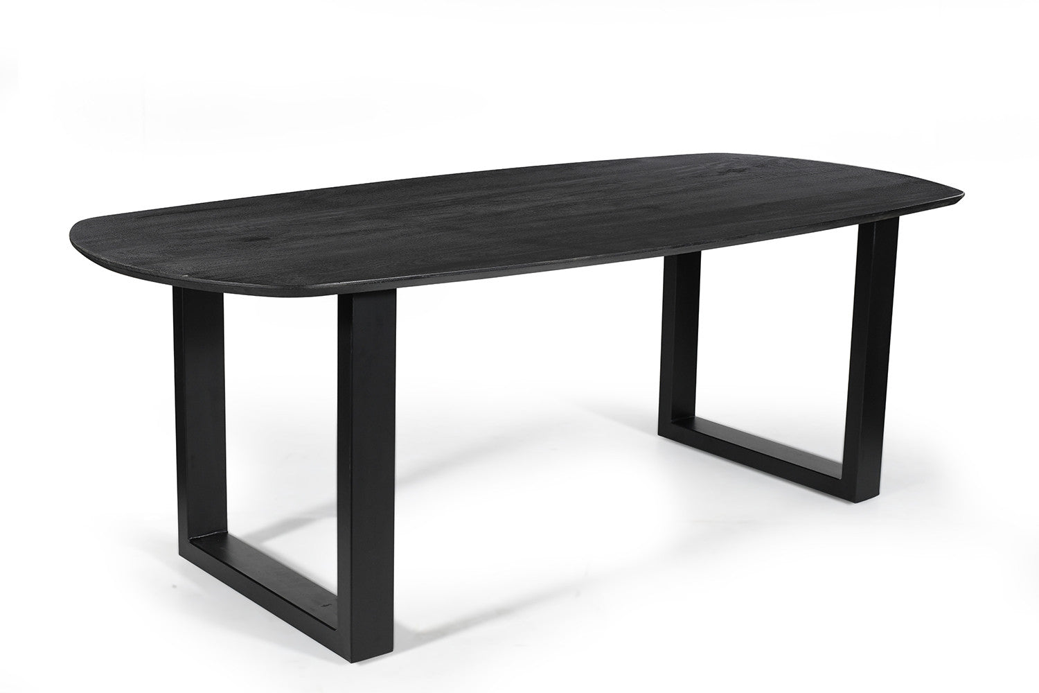 Tafel virtuo 220x100 cm Deens Ovaal U-Poot Mango hout Zwart