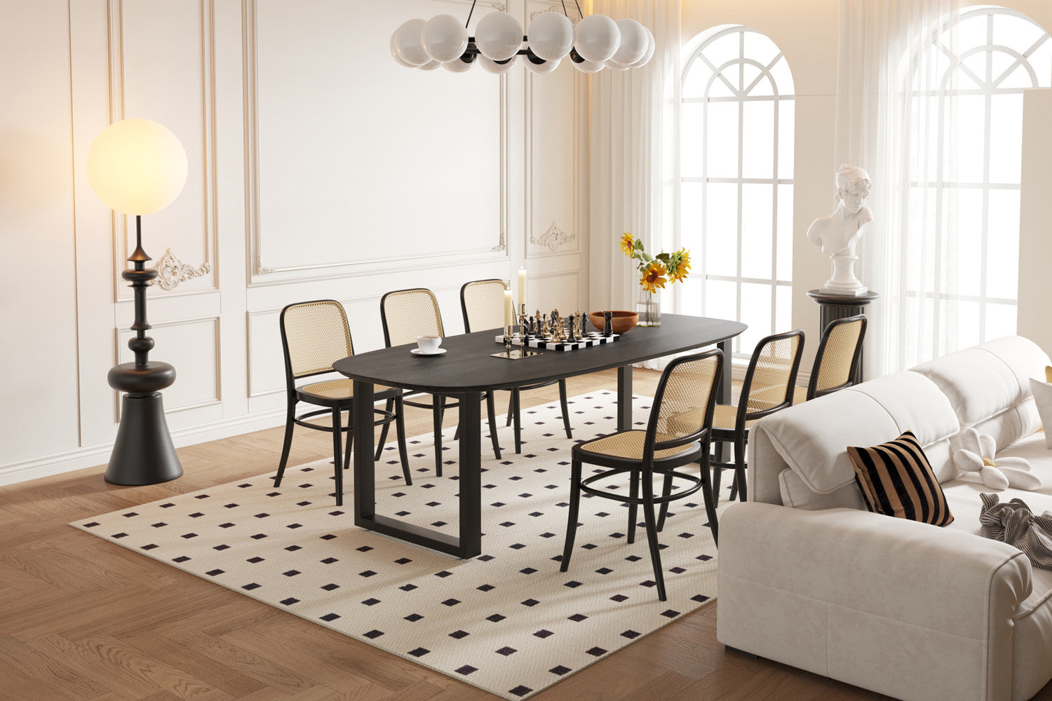 Tafel virtuo 220x100 cm Deens Ovaal U-Poot Mango hout Zwart