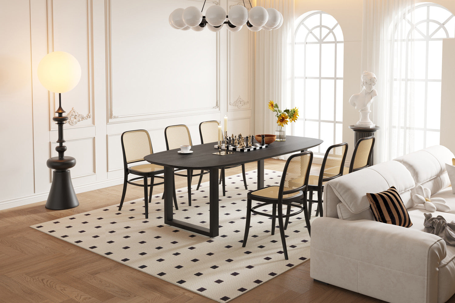 Tafel virtuo 220x100 cm Deens Ovaal U-Poot Mango hout Zwart