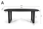 Tafel virtuo 220x100 cm Deens Ovaal U-Poot Mango hout Zwart