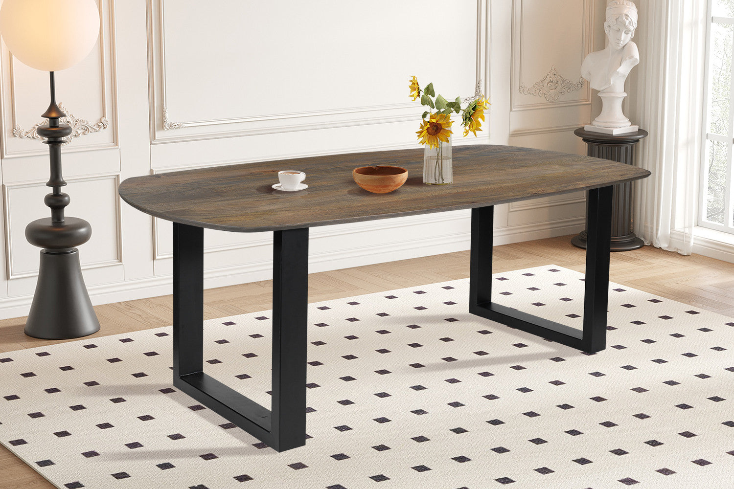 Tafel virtuo 220x100 cm Deens Ovaal U-Poot Mango hout Tabaco