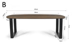 Tafel virtuo 220x100 cm Deens Ovaal U-Poot Mango hout Tabaco
