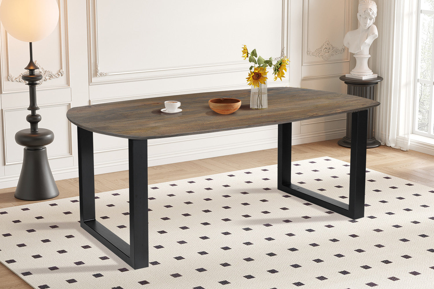 Tafel virtuo 220x100 cm Deens Ovaal U-Poot Mango hout Tabaco