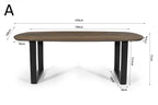 Tafel virtuo 220x100 cm Deens Ovaal U-Poot Mango hout Tabaco