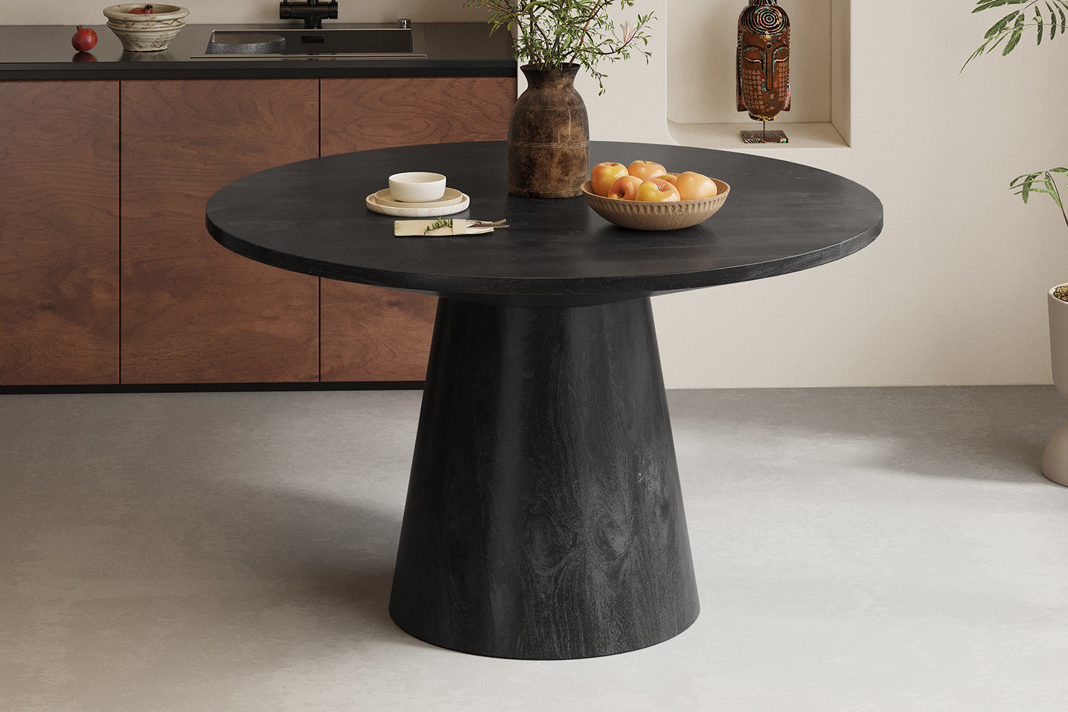 Tafel virtuo 130 cm Rond Mango hout Zwart