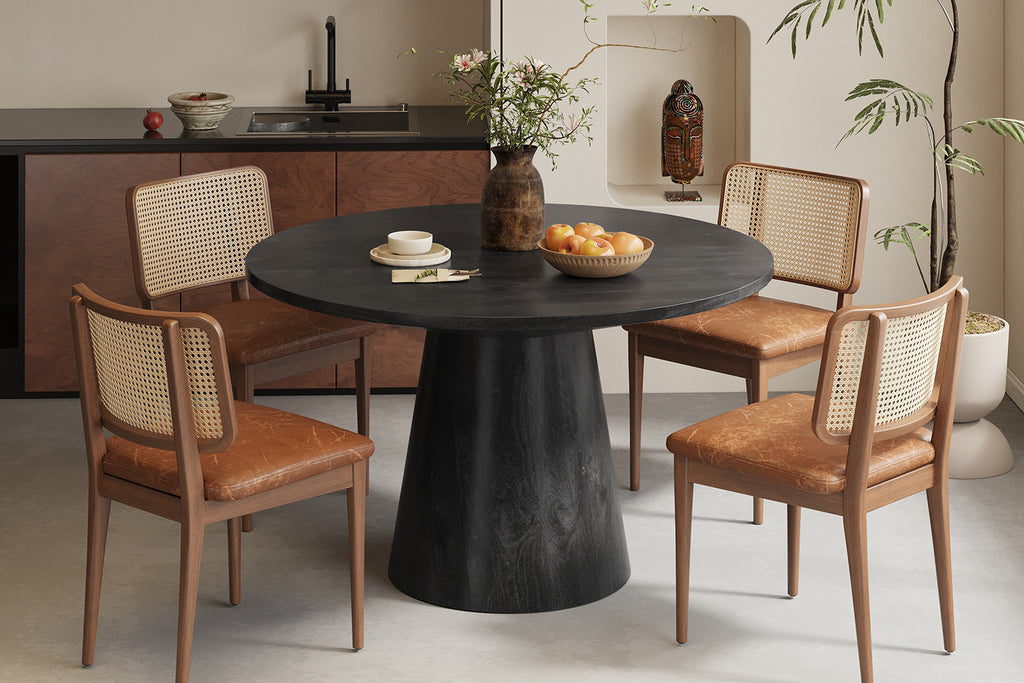 Tafel virtuo 130 cm Rond Mango hout Zwart