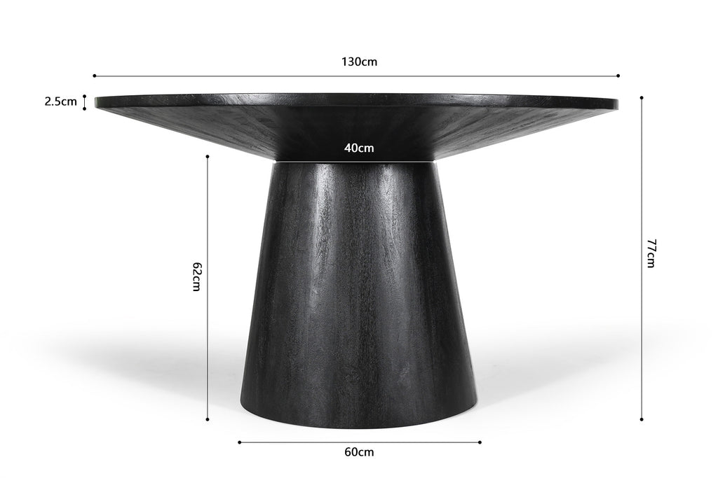 Tafel virtuo 130 cm Rond Mango hout Zwart