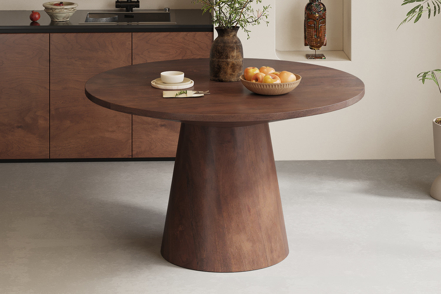 Tafel virtuo 130 cm Rond Mango hout Bruin