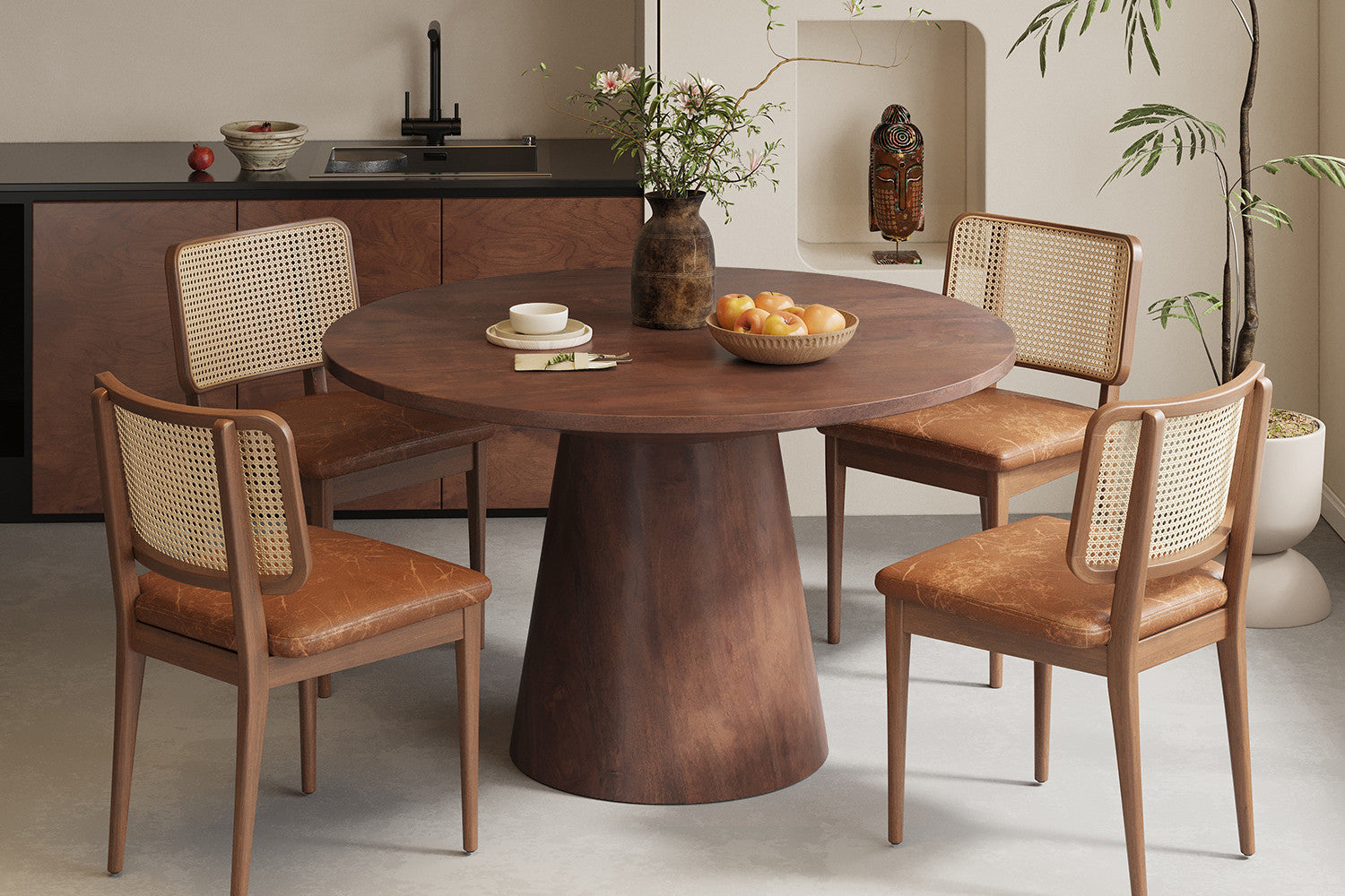 Tafel virtuo 130 cm Rond Mango hout Bruin