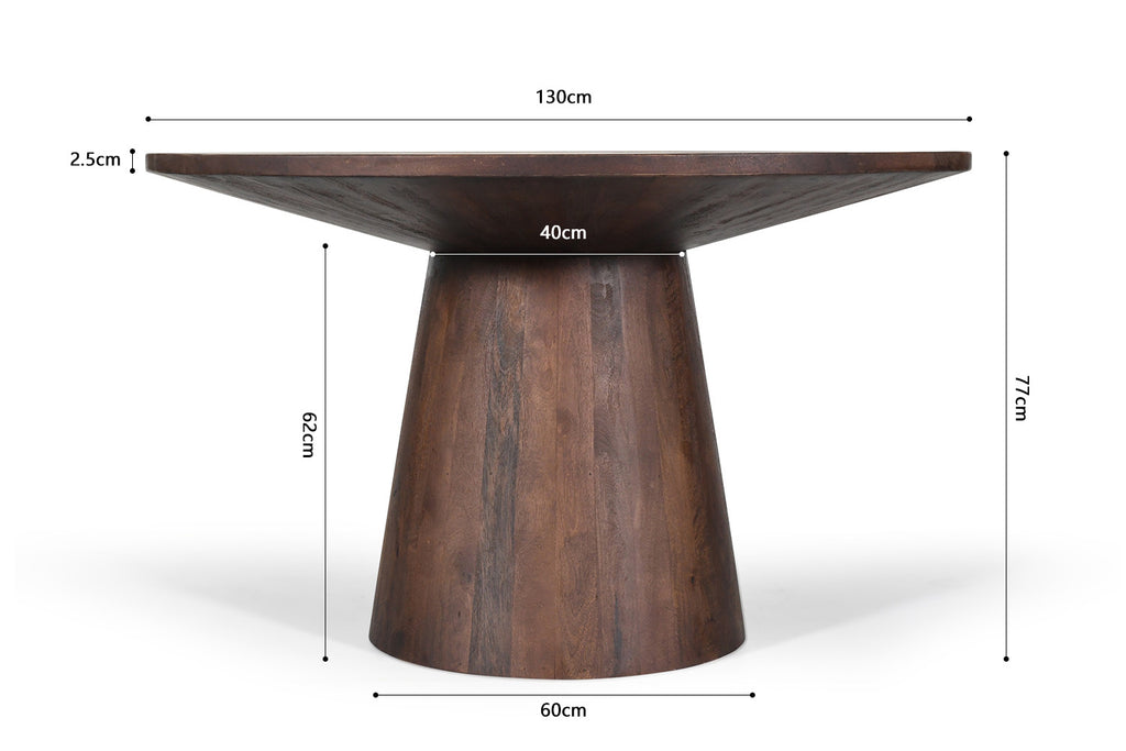 Tafel virtuo 130 cm Rond Mango hout Bruin