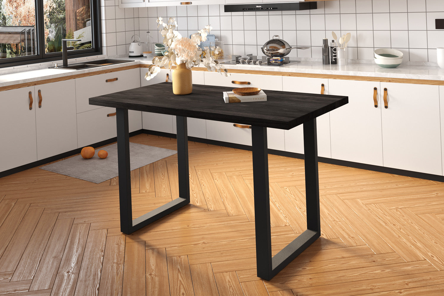 Countertafel vlak 160 cm Mango hout zwart - H 93cm