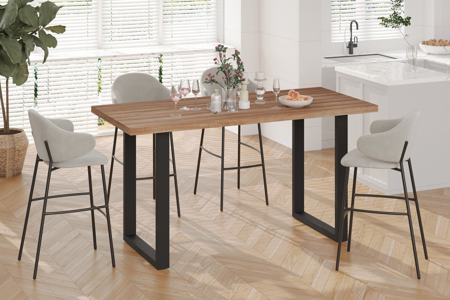 Countertafel contour 180 cm Decor Oude Eik - H 93 cm