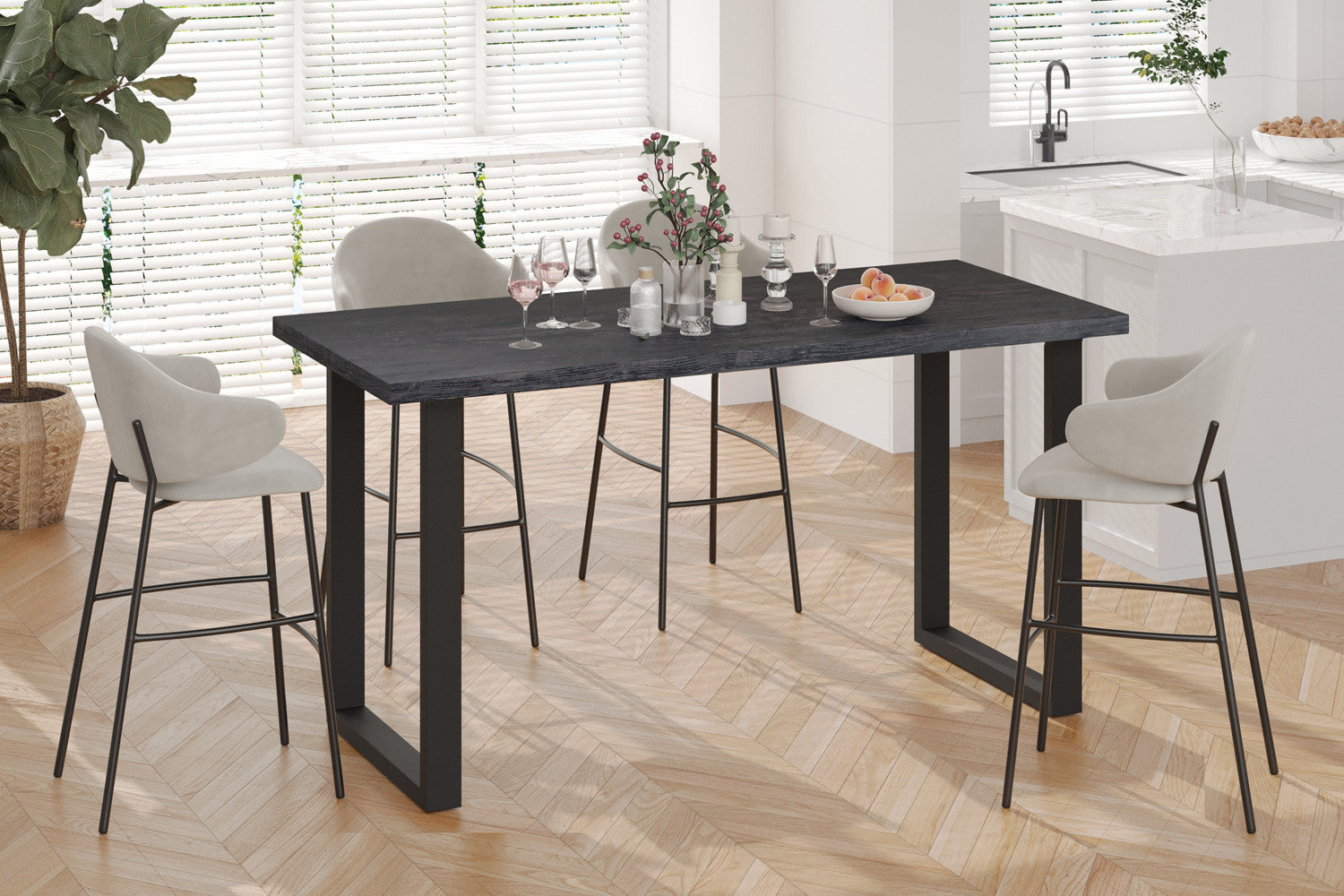 Countertafel contour 180 cm Decor Donkerbruin - H 93 cm