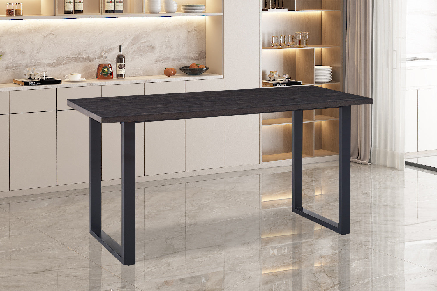 Countertafel contour 180 cm Decor Donkerbruin - H 93 cm