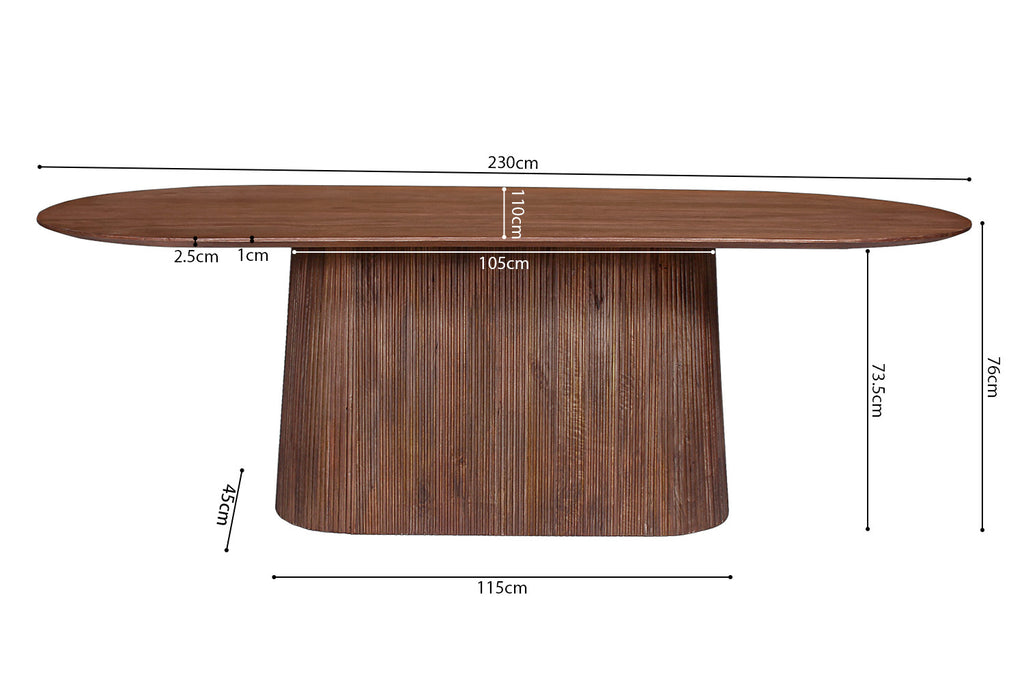 Tafel arc 230 cm Ovaal Mango hout Lichtbruin