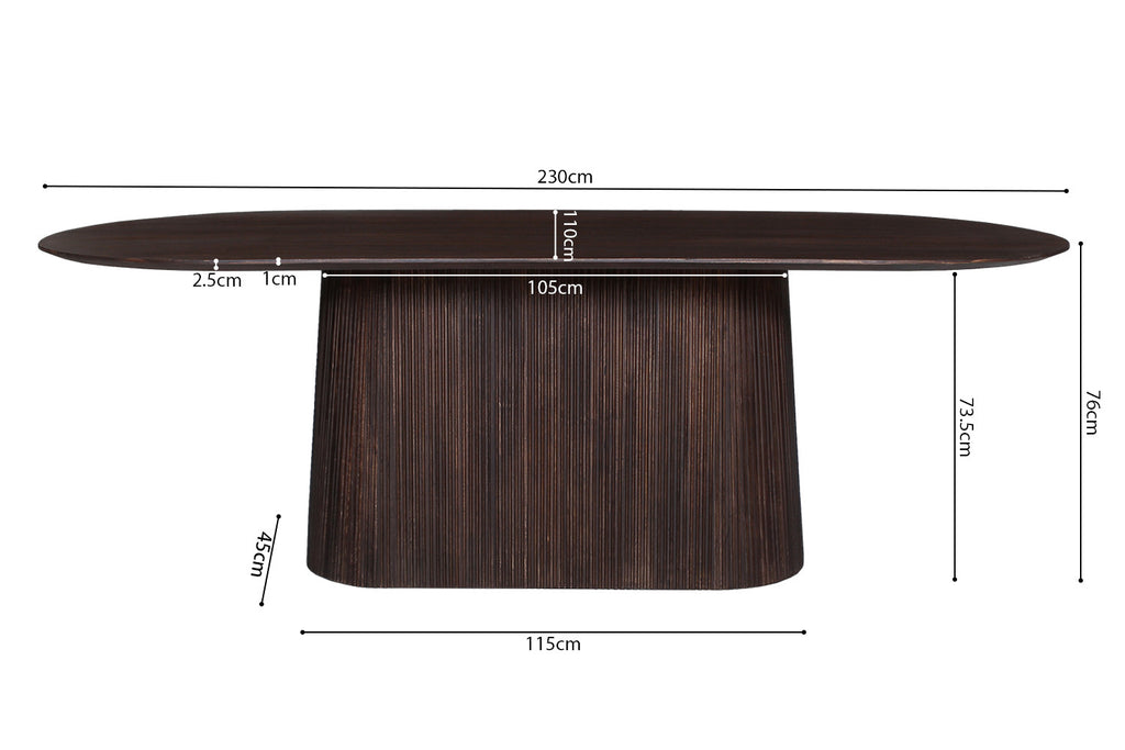 Tafel arc 230 cm Ovaal Mango hout Donkerbruin
