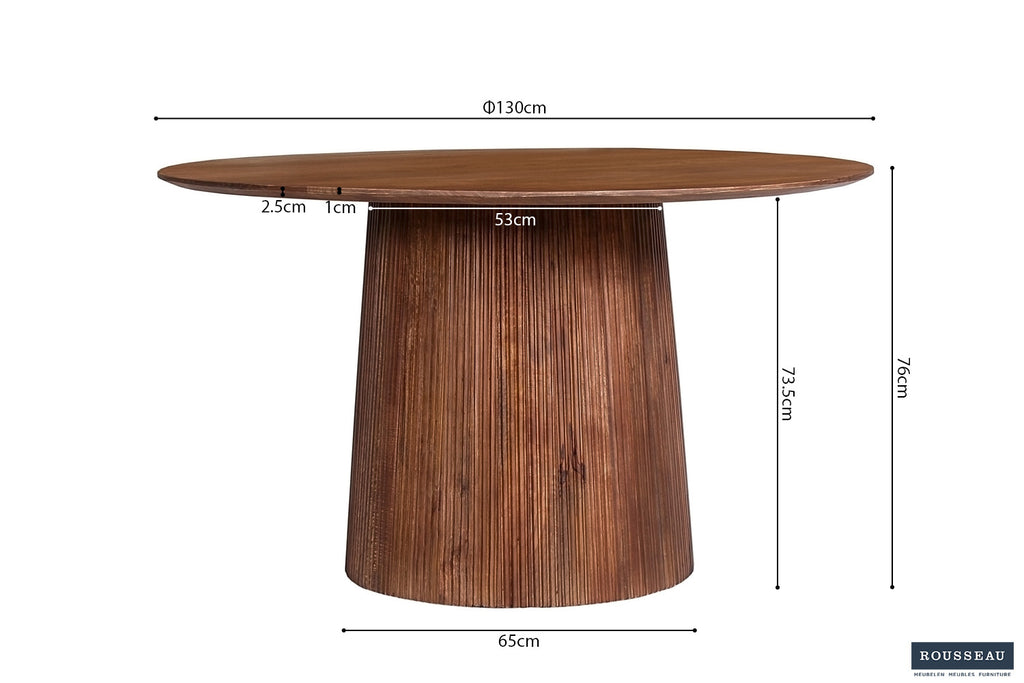 Tafel arc 130 cm Rond Mango hout Lichtbruin
