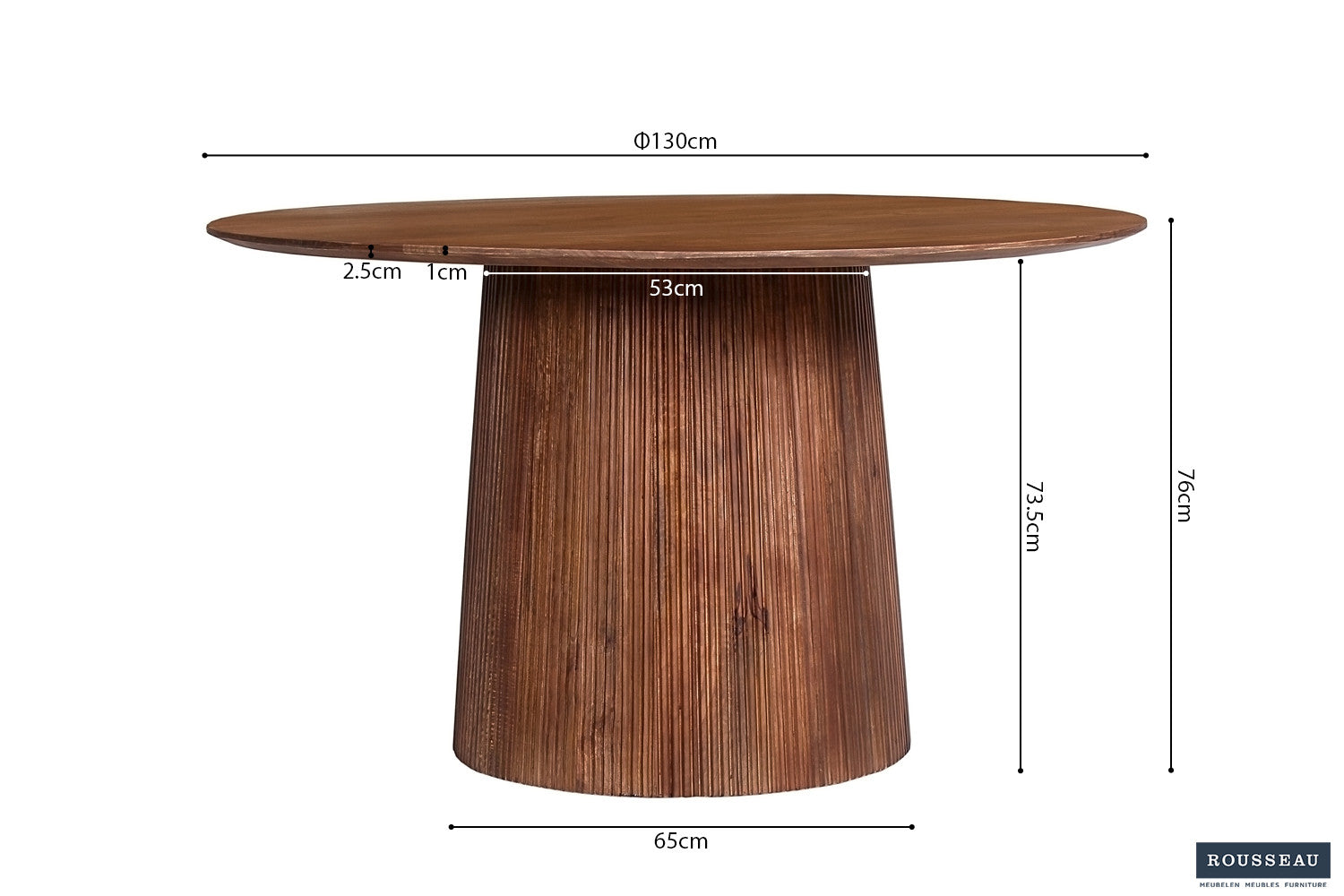 Tafel arc 130 cm Rond Mango hout Lichtbruin