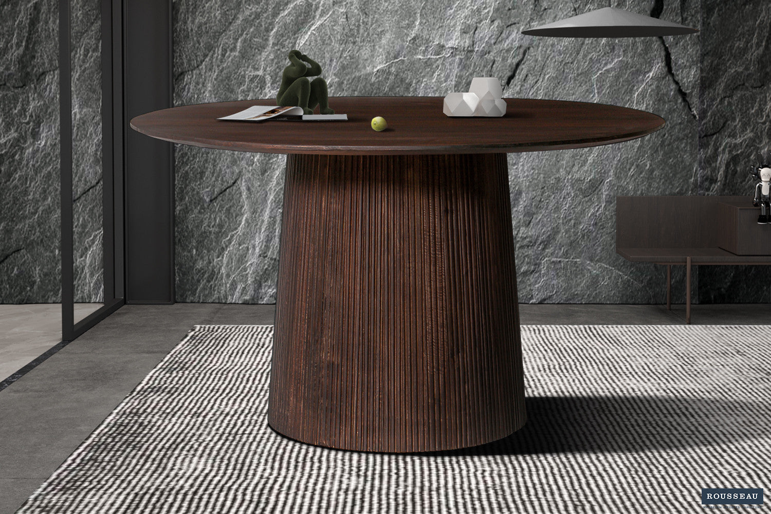 Tafel arc 130 cm Rond Mango hout Donkerbruin