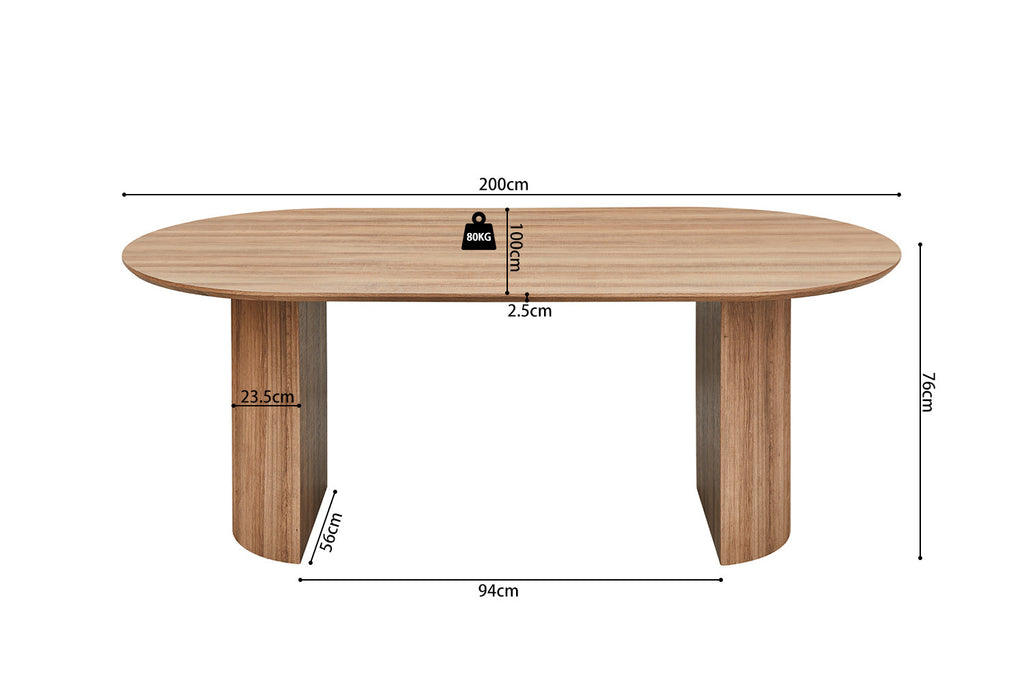 Tafel zent 200 cm Ovaal Decor Oude eik