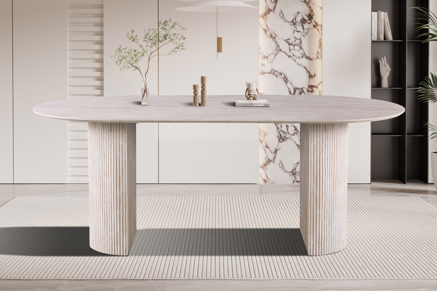 Tafel grind 200 cm Ovaal Decor Travertin Beige