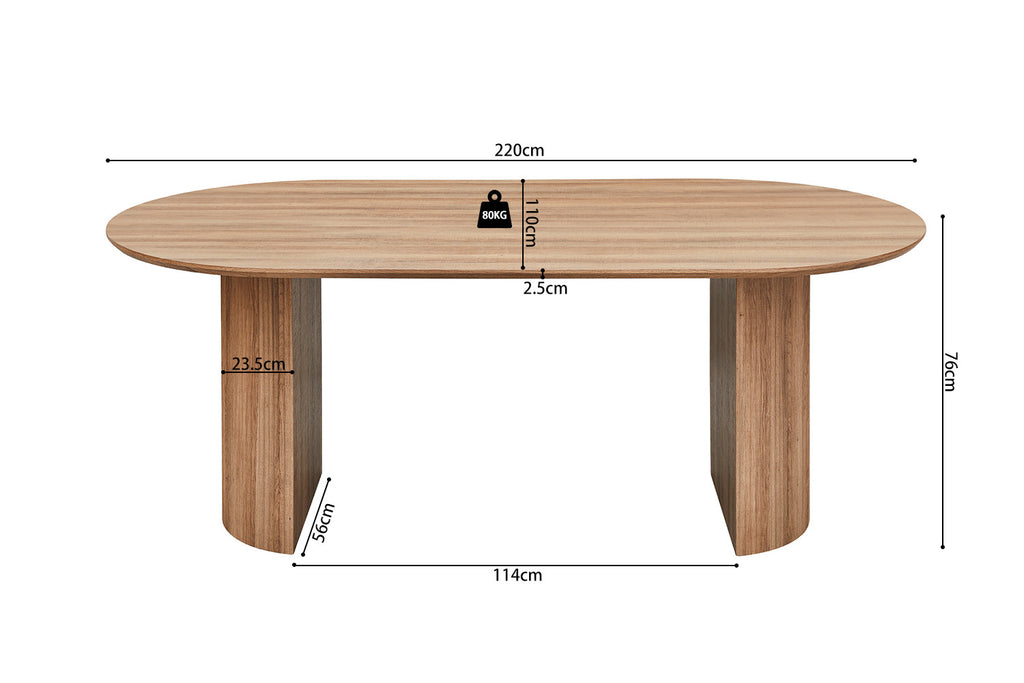 Tafel zent 220 cm Ovaal Decor Oude eik
