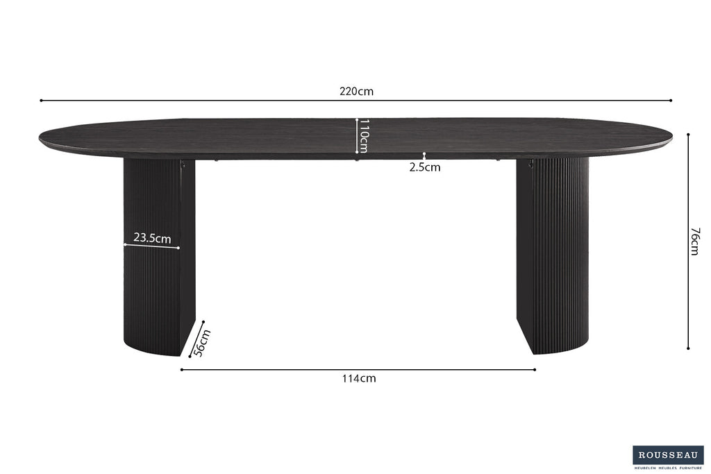 Tafel zent 220 cm Ovaal Decor Donkerbruin