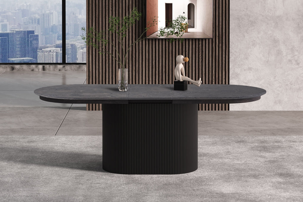 Uitschuifbare tafel kiran 180-220 cm Ovaal Decor Donkerbruin