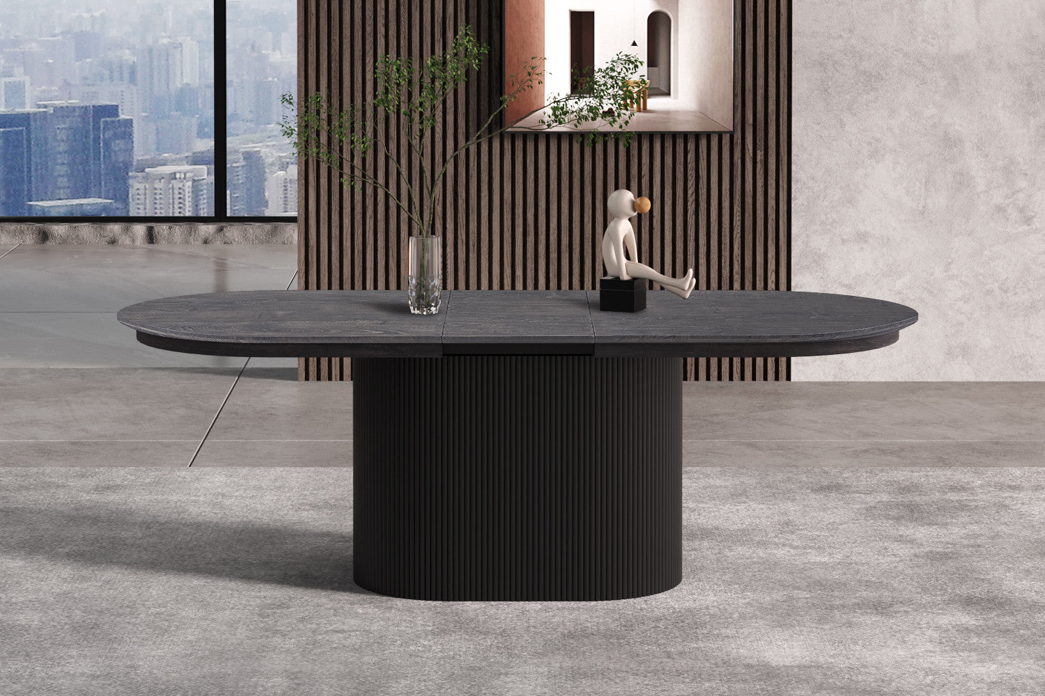 Uitschuifbare tafel kiran 180-220 cm Ovaal Decor Donkerbruin
