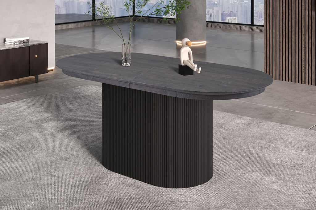 Uitschuifbare tafel kiran 180-220 cm Ovaal Decor Donkerbruin