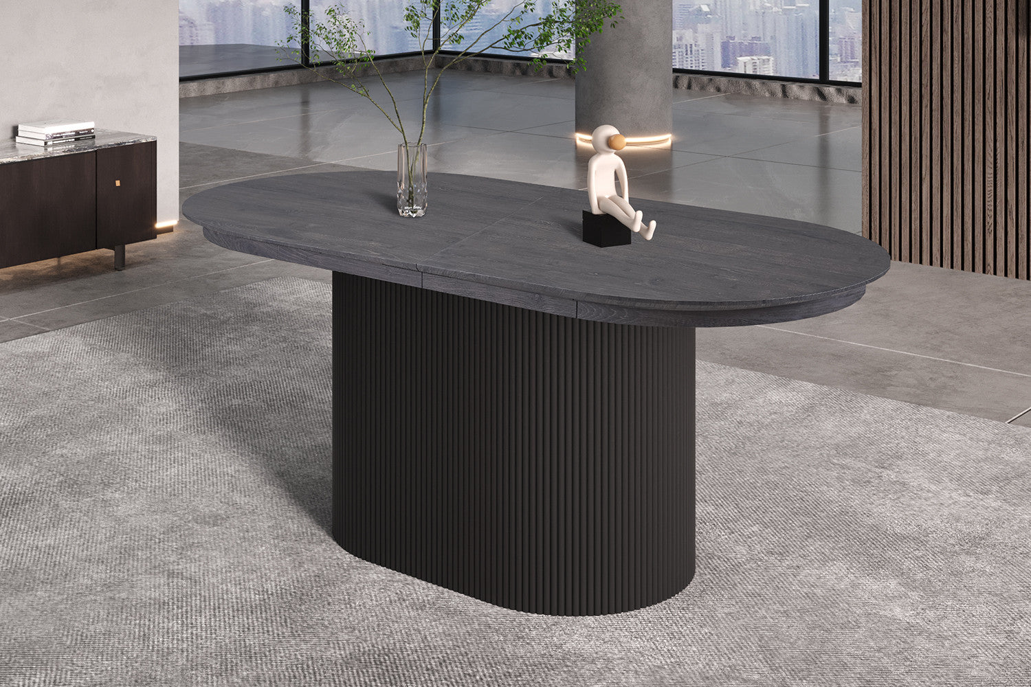 Uitschuifbare tafel kiran 180-220 cm Ovaal Decor Donkerbruin