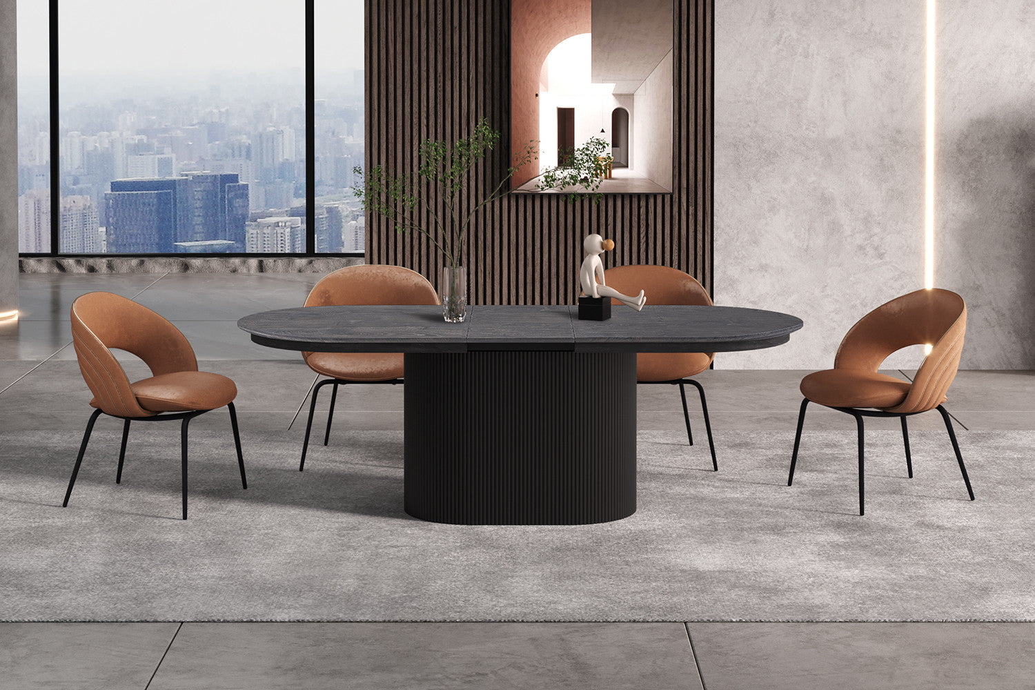 Uitschuifbare tafel kiran 180-220 cm Ovaal Decor Donkerbruin