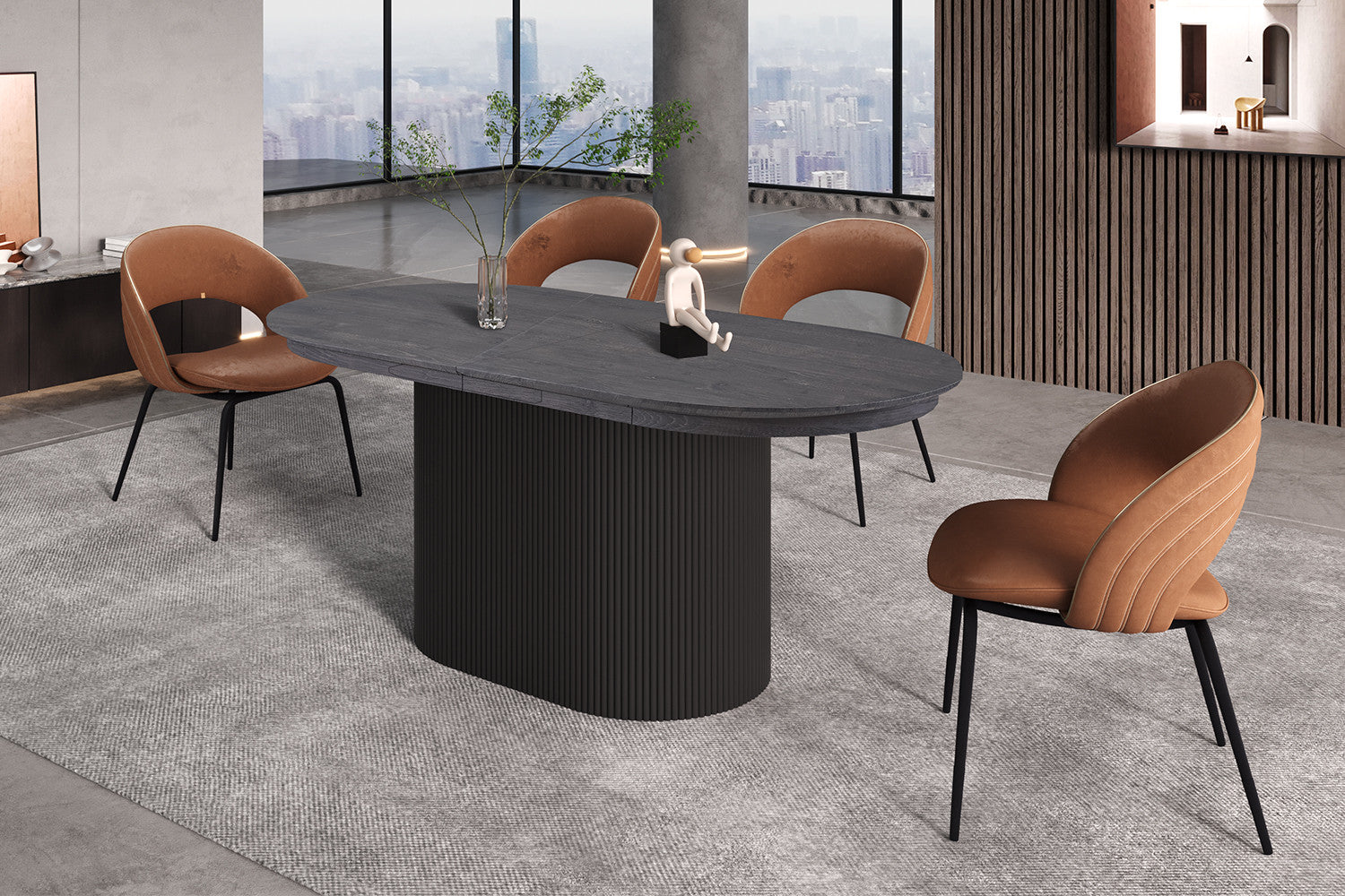 Uitschuifbare tafel kiran 180-220 cm Ovaal Decor Donkerbruin