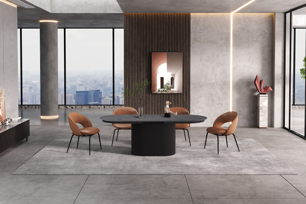 Uitschuifbare tafel kiran 180-220 cm Ovaal Decor Donkerbruin