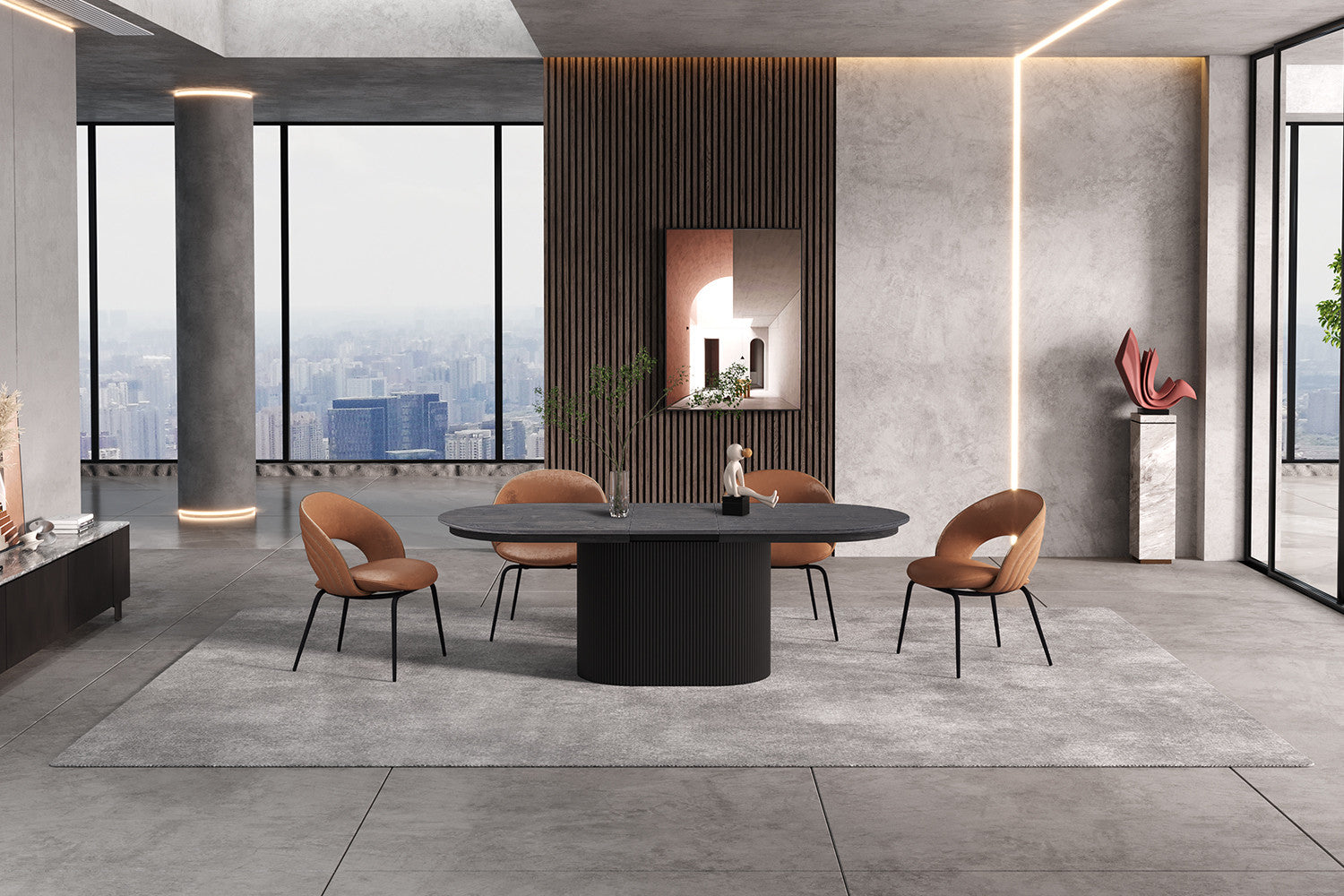 Uitschuifbare tafel kiran 180-220 cm Ovaal Decor Donkerbruin