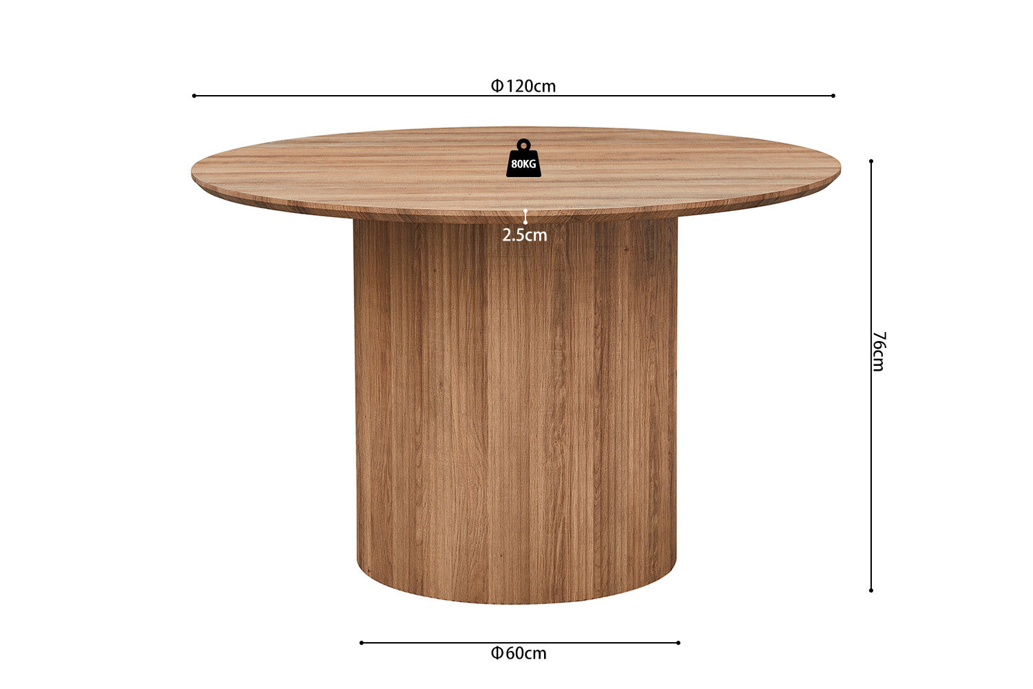 Tafel zent 120 cm Rond Decor Oude eik