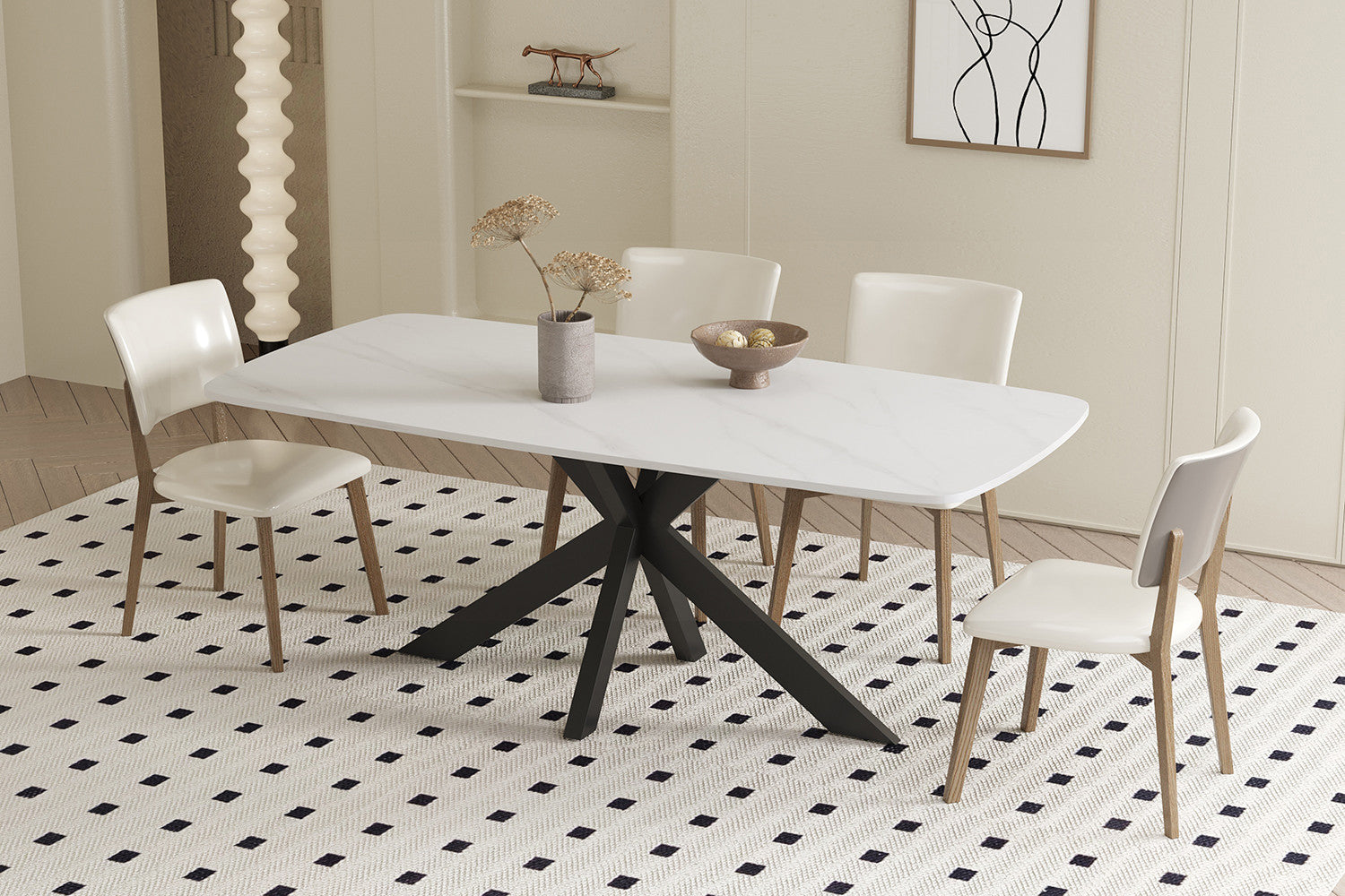 Tafel rinda 180 cm Deens Ovaal Steen Wit