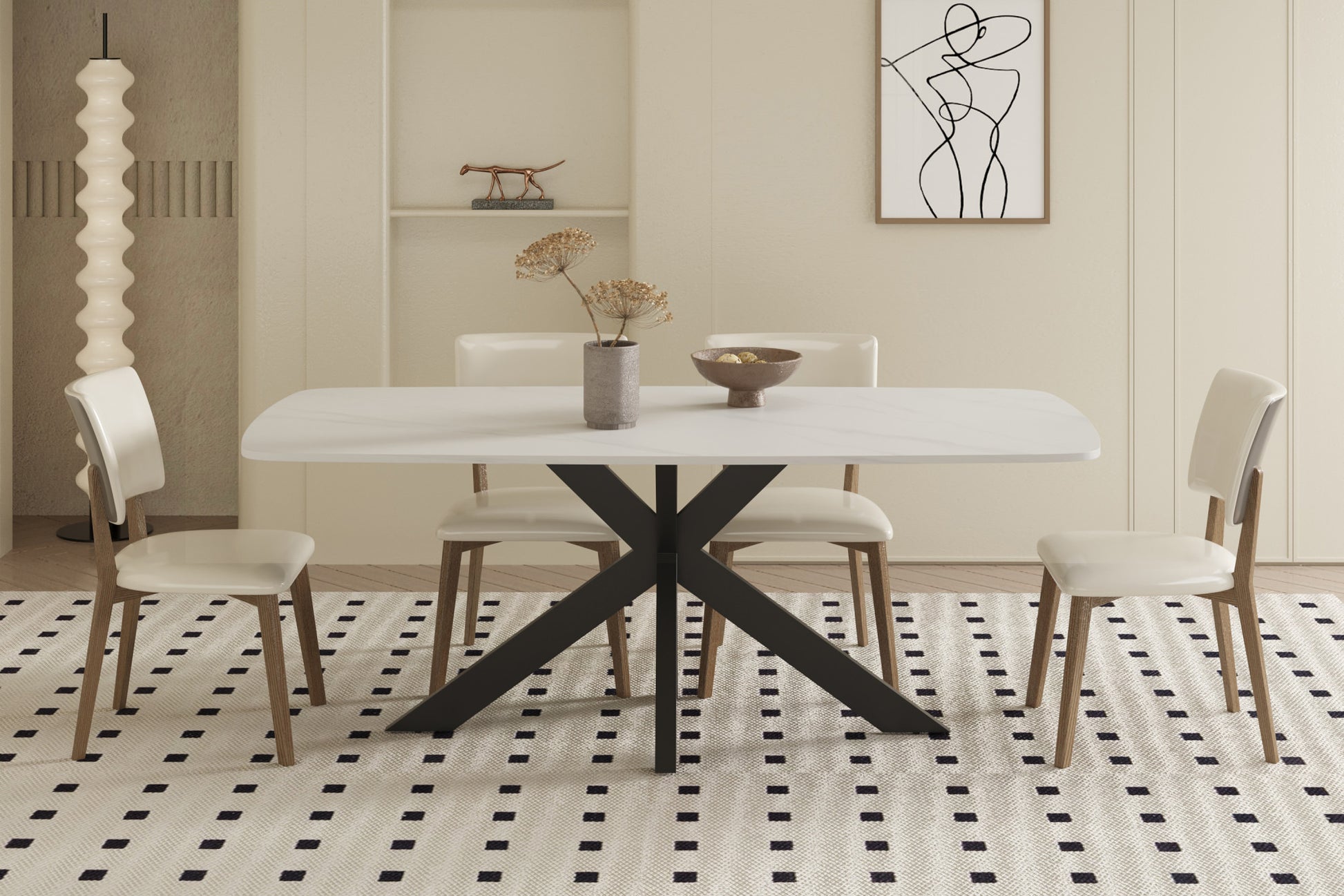 Tafel rinda 180 cm Deens Ovaal Steen Wit