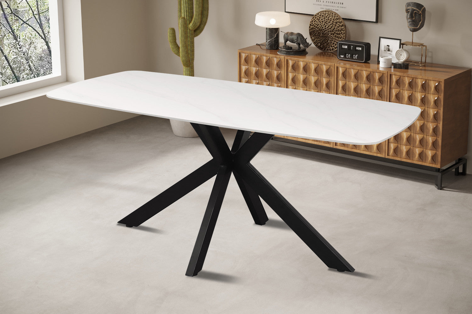 Tafel rinda 180 cm Deens Ovaal Steen Wit