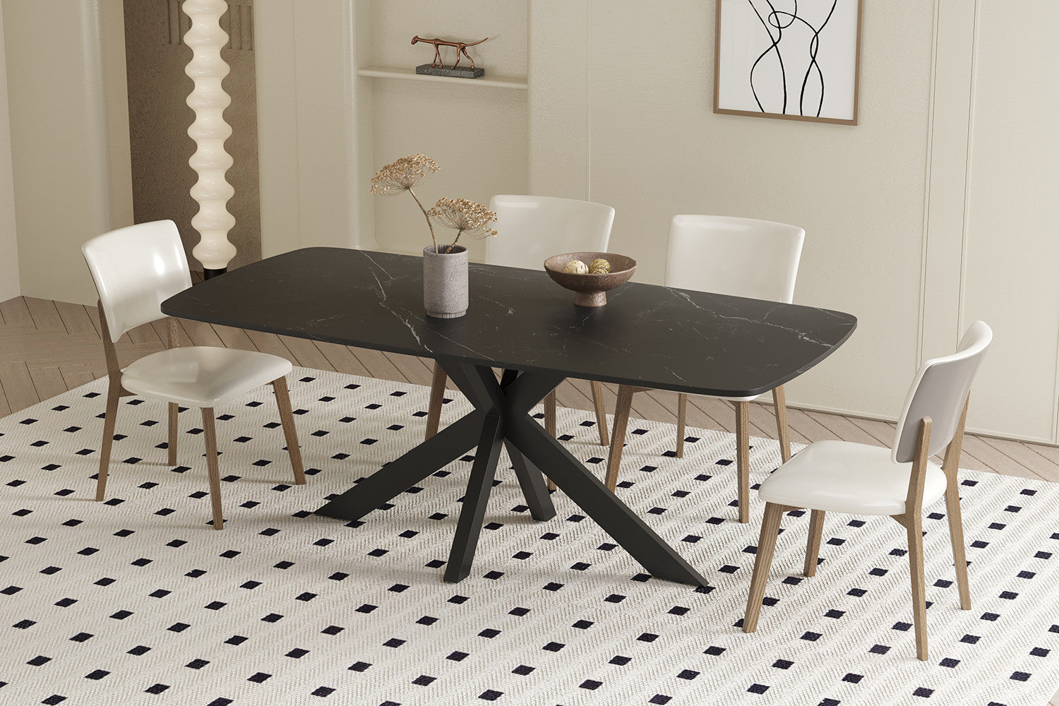Tafel rinda 180 cm Deens Ovaal Steen Zwart
