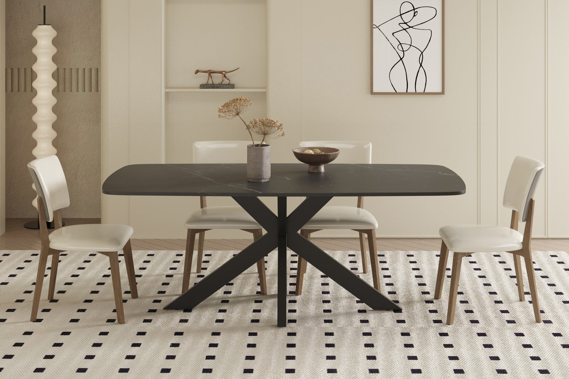 Tafel rinda 180 cm Deens Ovaal Steen Zwart