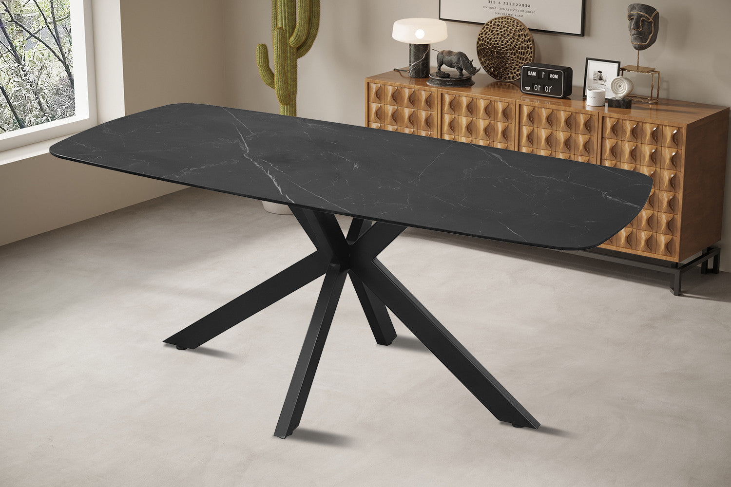 Tafel rinda 180 cm Deens Ovaal Steen Zwart