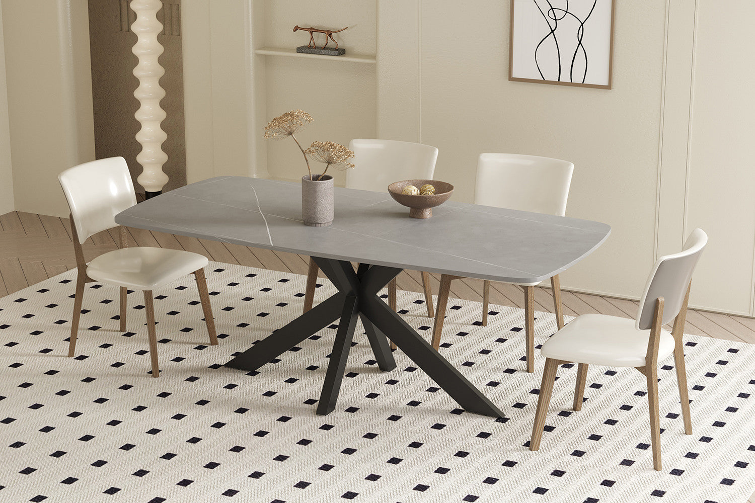 Tafel rinda 180 cm Deens Ovaal Steen Grijs