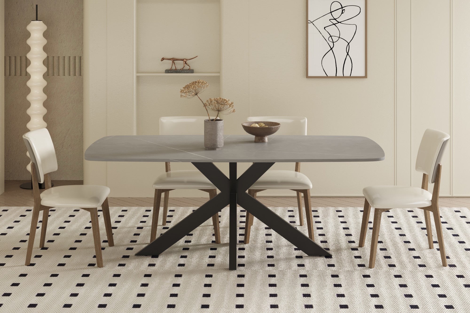 Tafel rinda 180 cm Deens Ovaal Steen Grijs