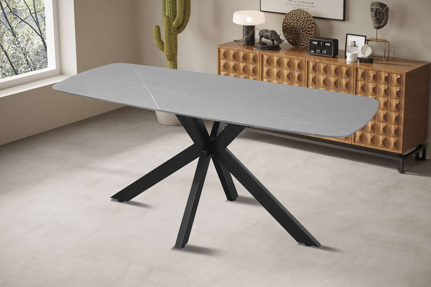 Tafel rinda 180 cm Deens Ovaal Steen Grijs