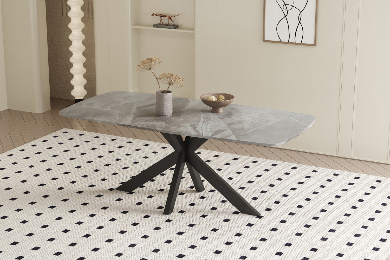Tafel rinda 180 cm Deens Ovaal Glanzend Steen Italian Grijs