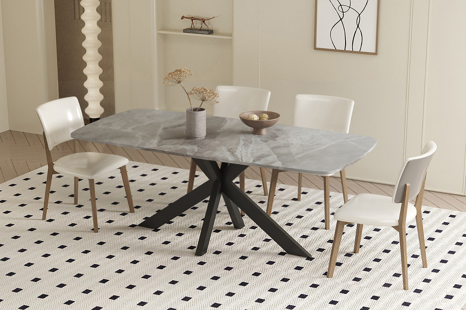 Tafel rinda 180 cm Deens Ovaal Glanzend Steen Italian Grijs