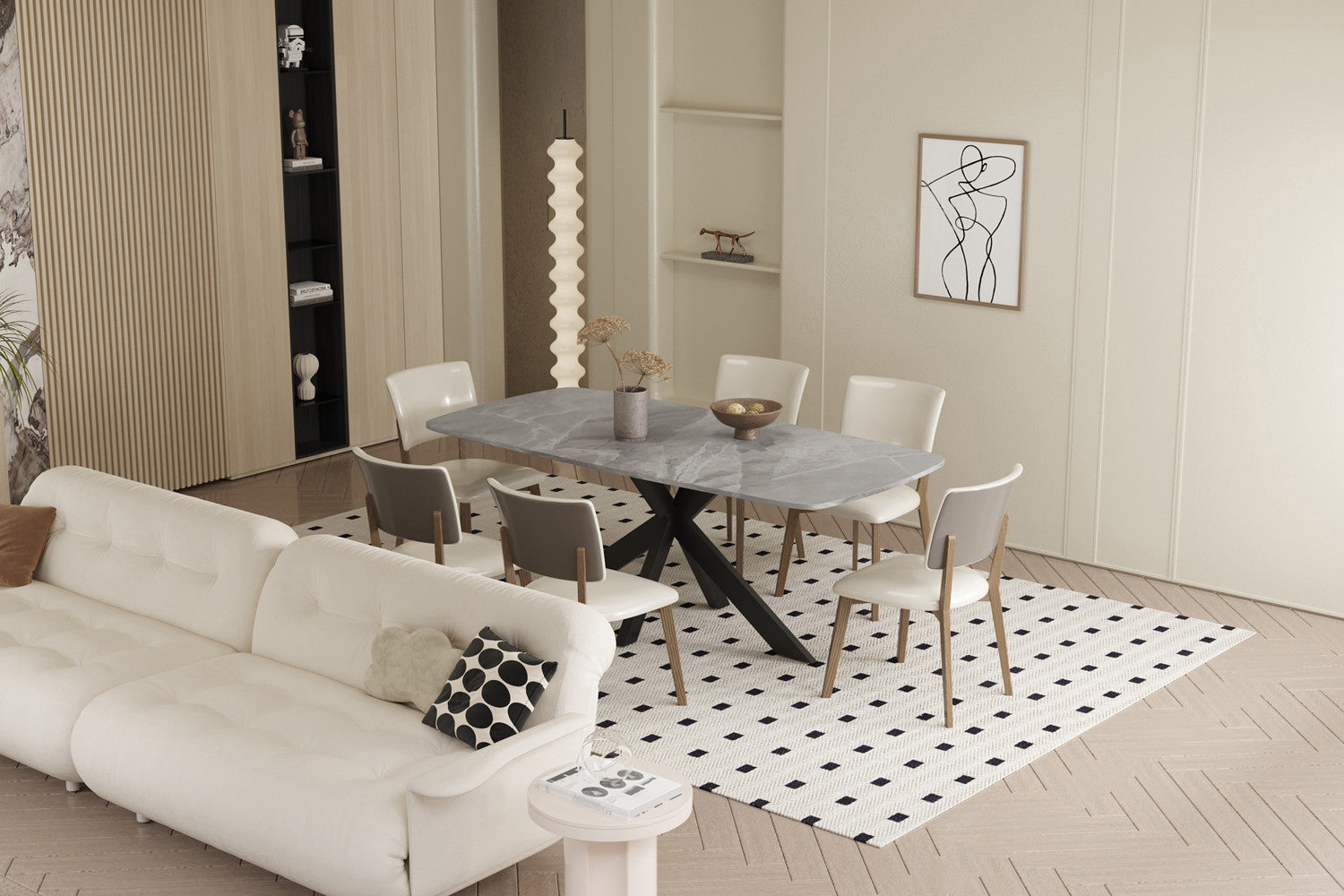 Tafel rinda 180 cm Deens Ovaal Glanzend Steen Italian Grijs