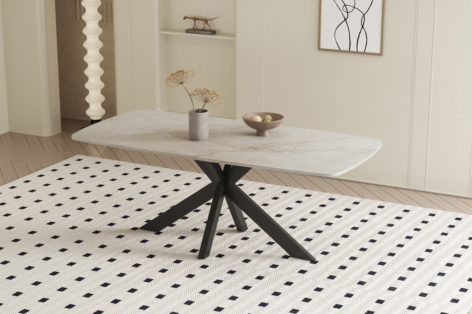 Tafel rinda 180 cm Deens Ovaal Glanzend Steen Shakespear Beige