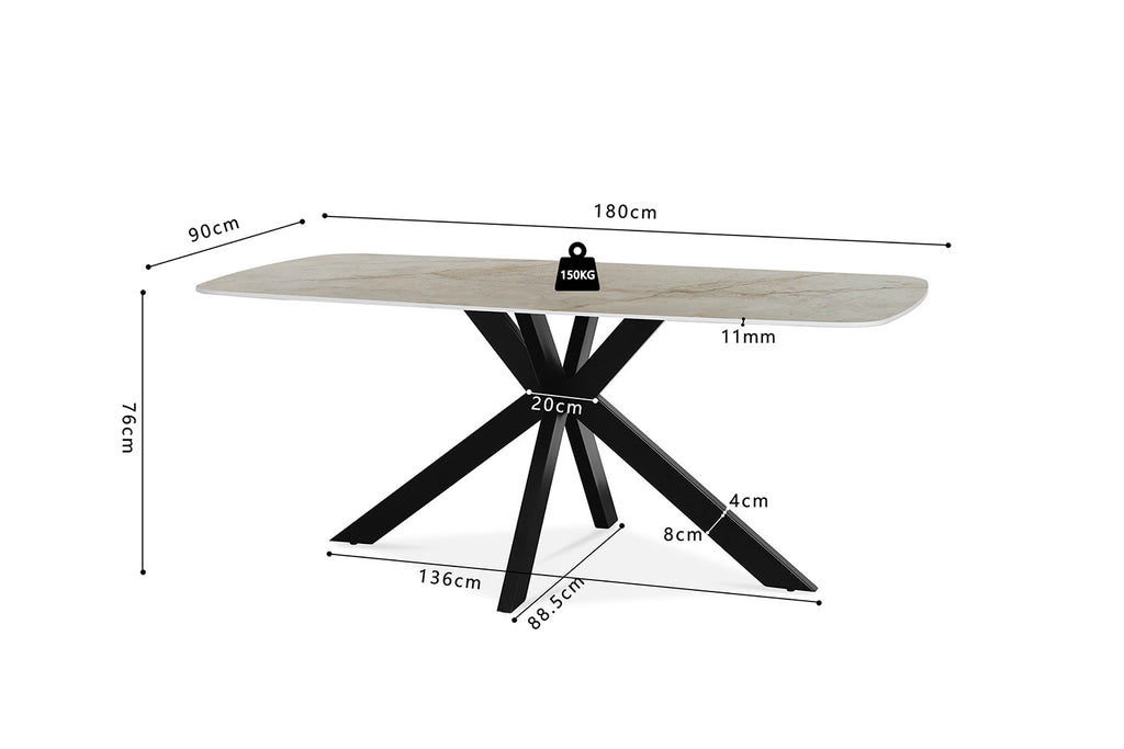 Tafel rinda 180 cm Deens Ovaal Glanzend Steen Shakespear Beige